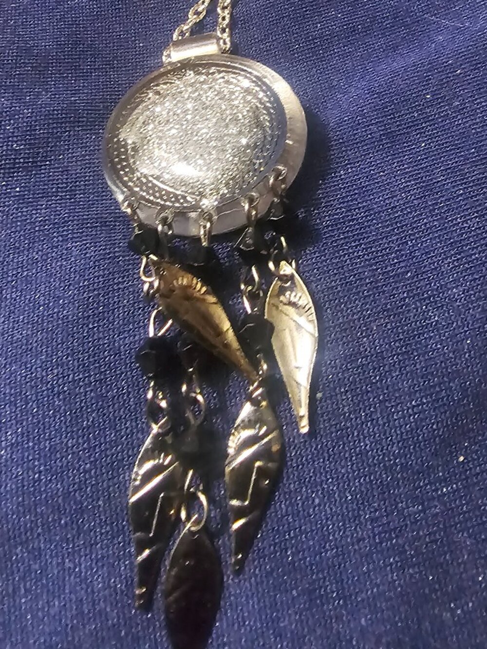 Handmade Dreamcatcher Pendant Necklace | Glitter Resin |  Feather CharmS